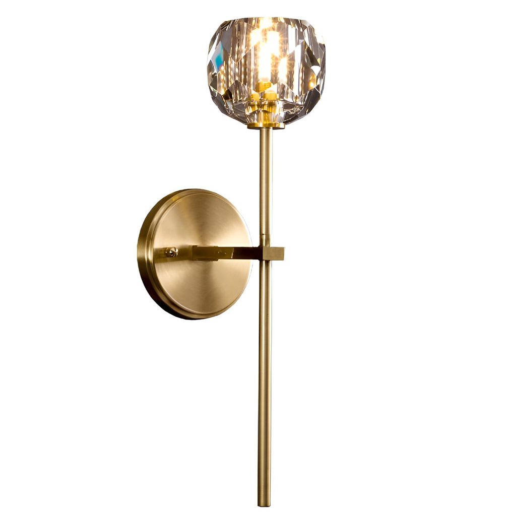 Elegant Gold-Plated Crystal Wall Sconce with Shade for Living Room