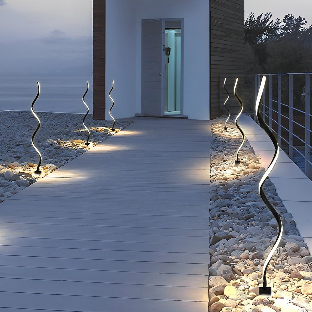 Modern Black Spiral LED Path Light - Waterproof Lawn Landscape Fixture