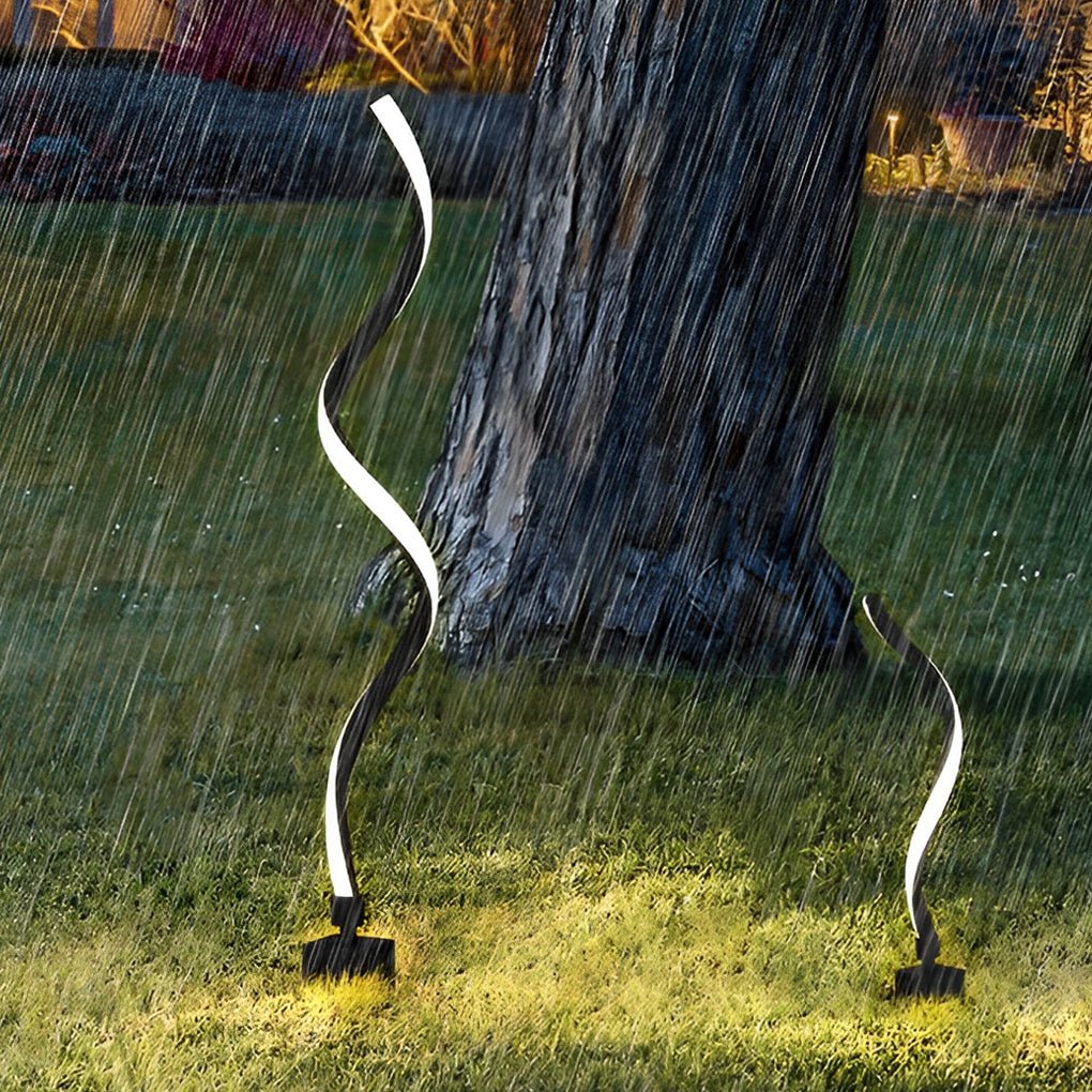 Modern Black Spiral LED Path Light - Waterproof Lawn Landscape Fixture