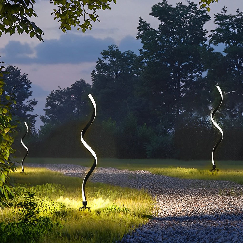Modern Black Spiral LED Path Light - Waterproof Lawn Landscape Fixture