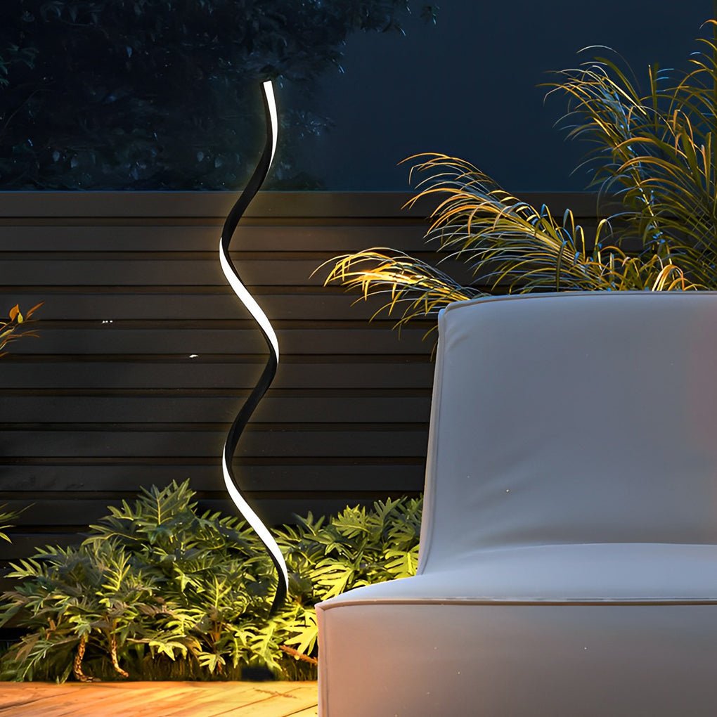 Modern Black Spiral LED Path Light - Waterproof Lawn Landscape Fixture
