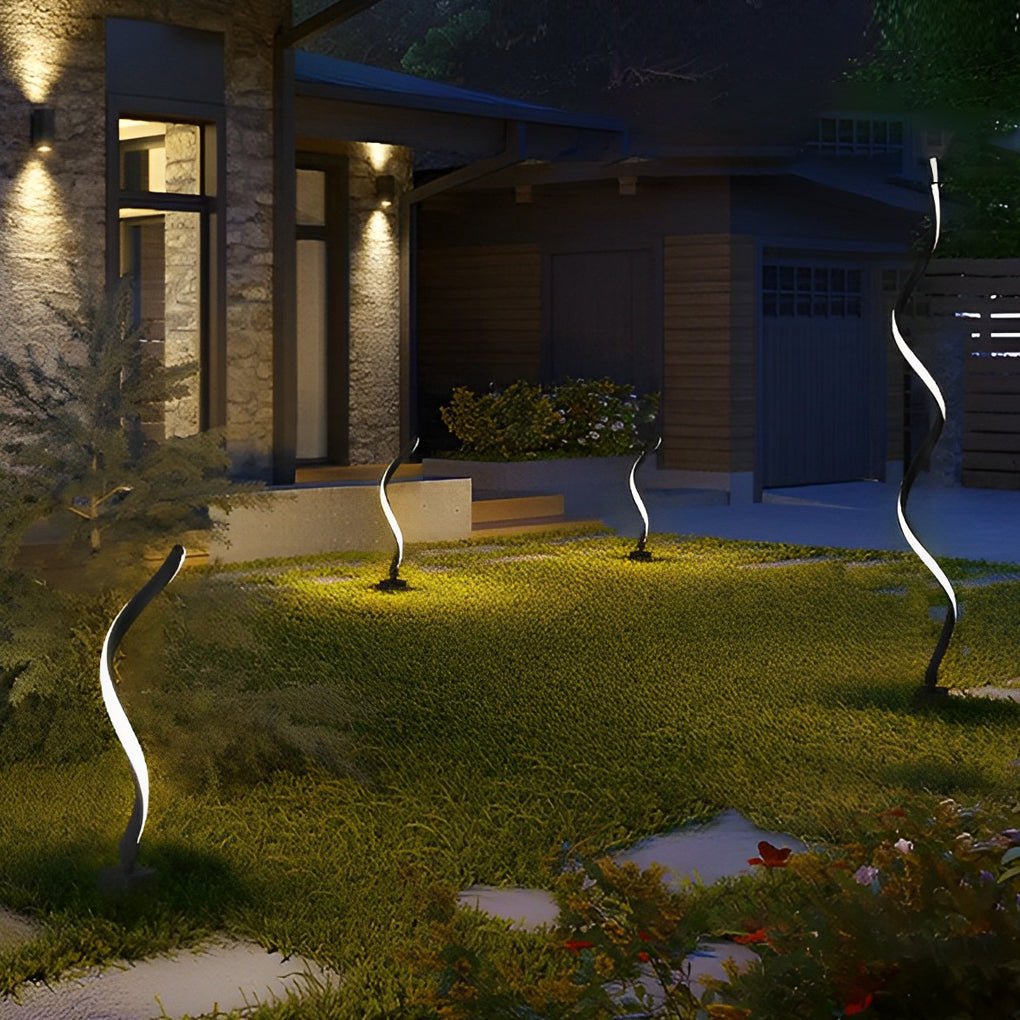 Modern Black Spiral LED Path Light - Waterproof Lawn Landscape Fixture