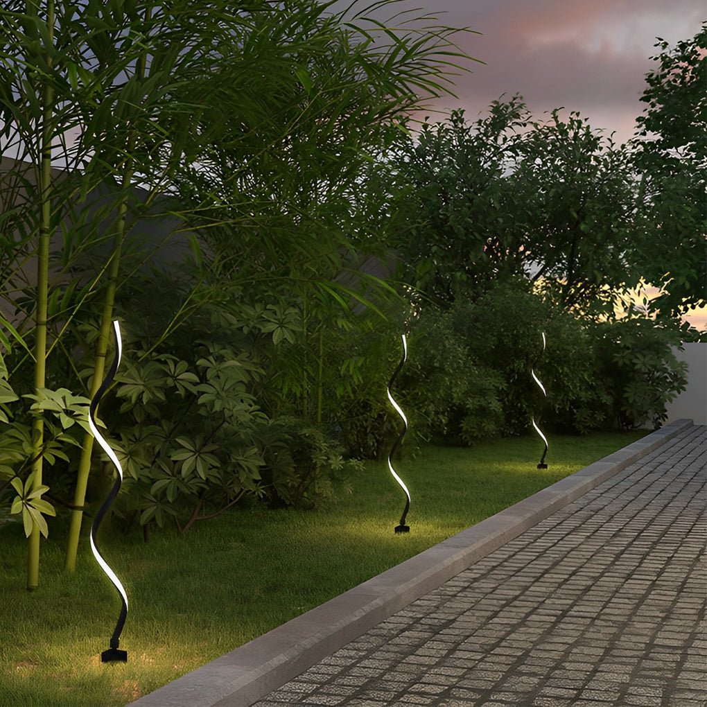 Modern Black Spiral LED Path Light - Waterproof Lawn Landscape Fixture