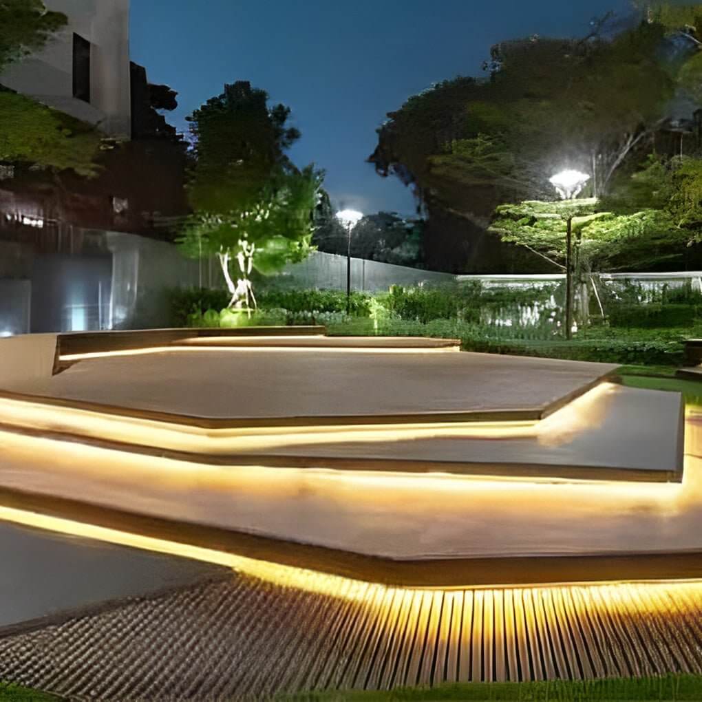Modern Waterproof LED Outdoor Step Lights - Flexible Solar Garden Fixtures