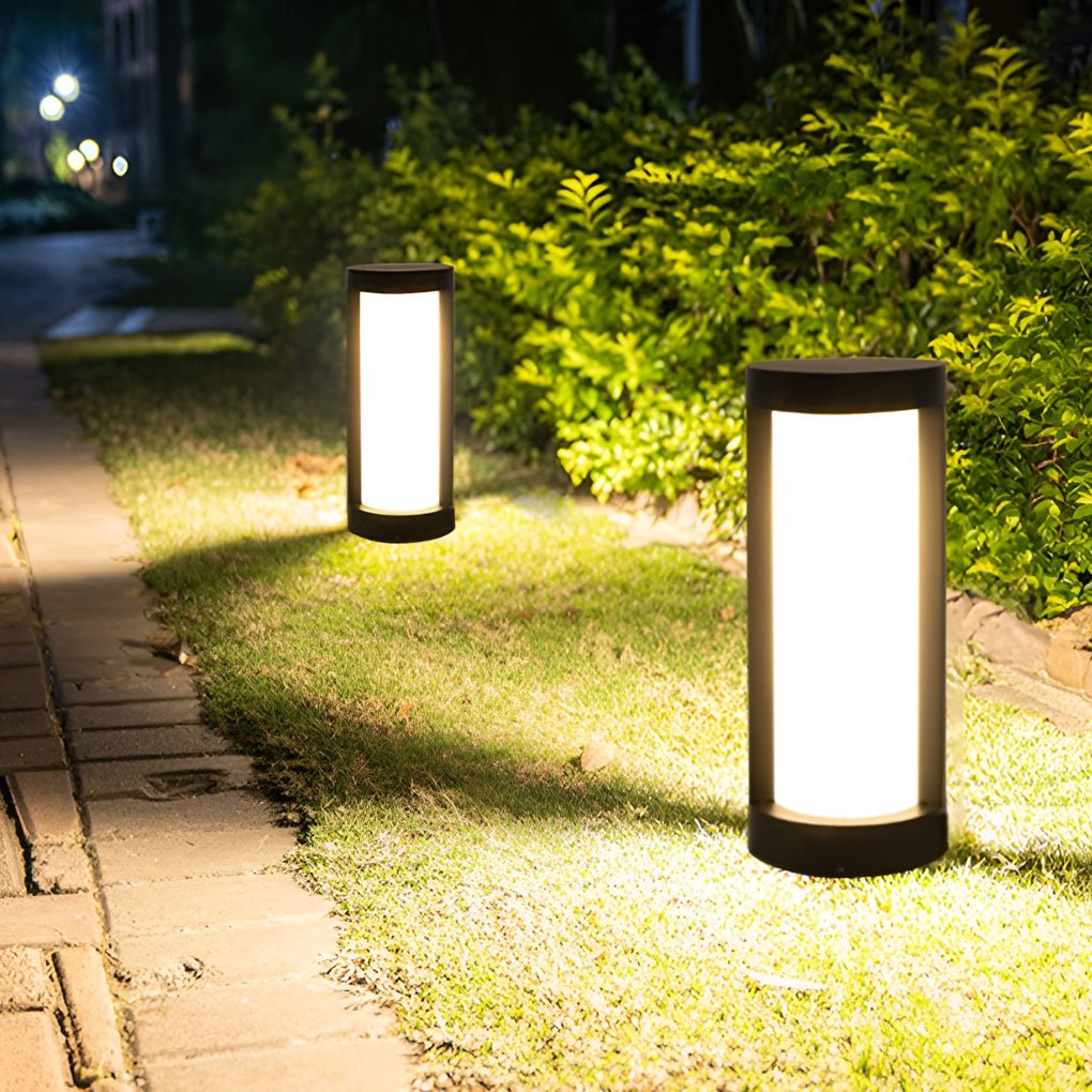 Sleek Black LED Cylindrical Bollard Landscape Lighting for Outdoor Spaces