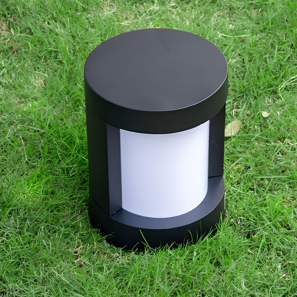 Sleek Black LED Cylindrical Bollard Landscape Lighting for Outdoor Spaces