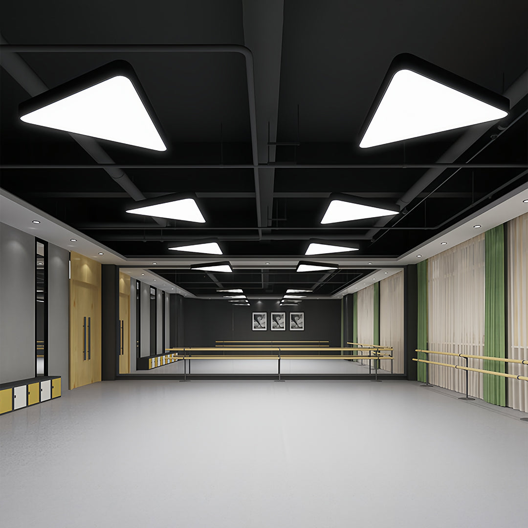 Sleek Black Triangular LED Chandelier for Modern Living Room Decor