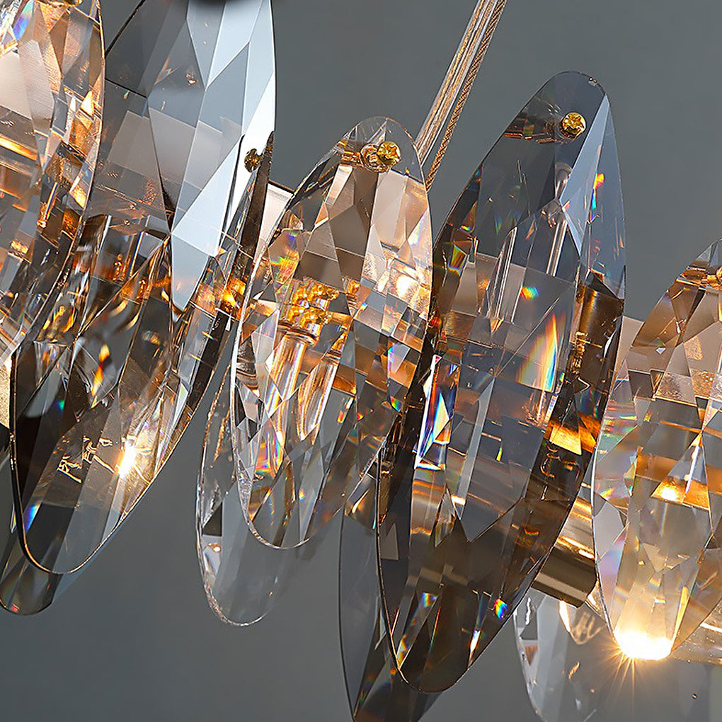 Modern Smoke Gray Oval Crystal LED Chandelier for Living Room Decor