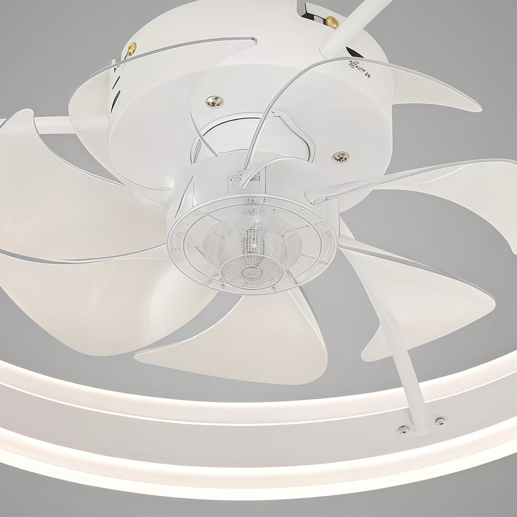 Contemporary White Plastic Ceiling Fan with LED Light for Living Room