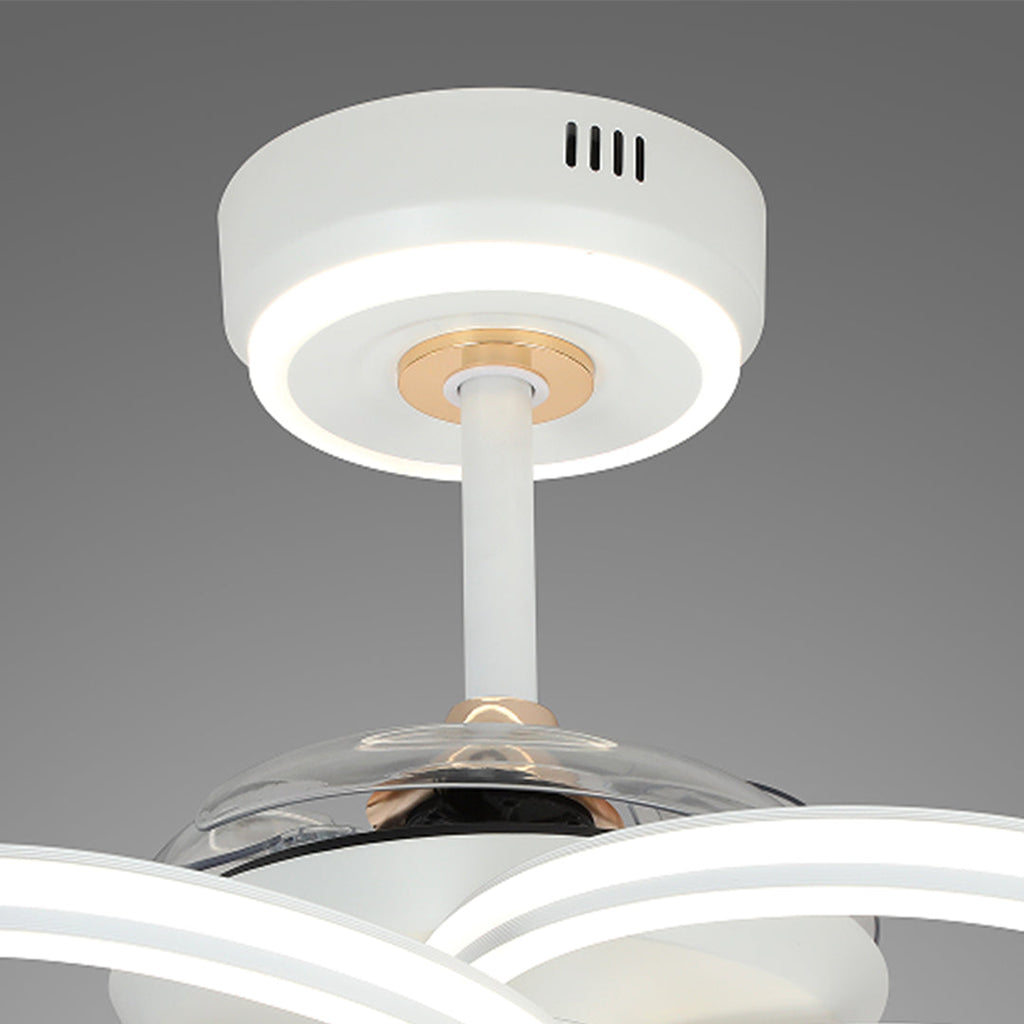 White Iron Art Ceiling Fan with Light for Modern Living Spaces