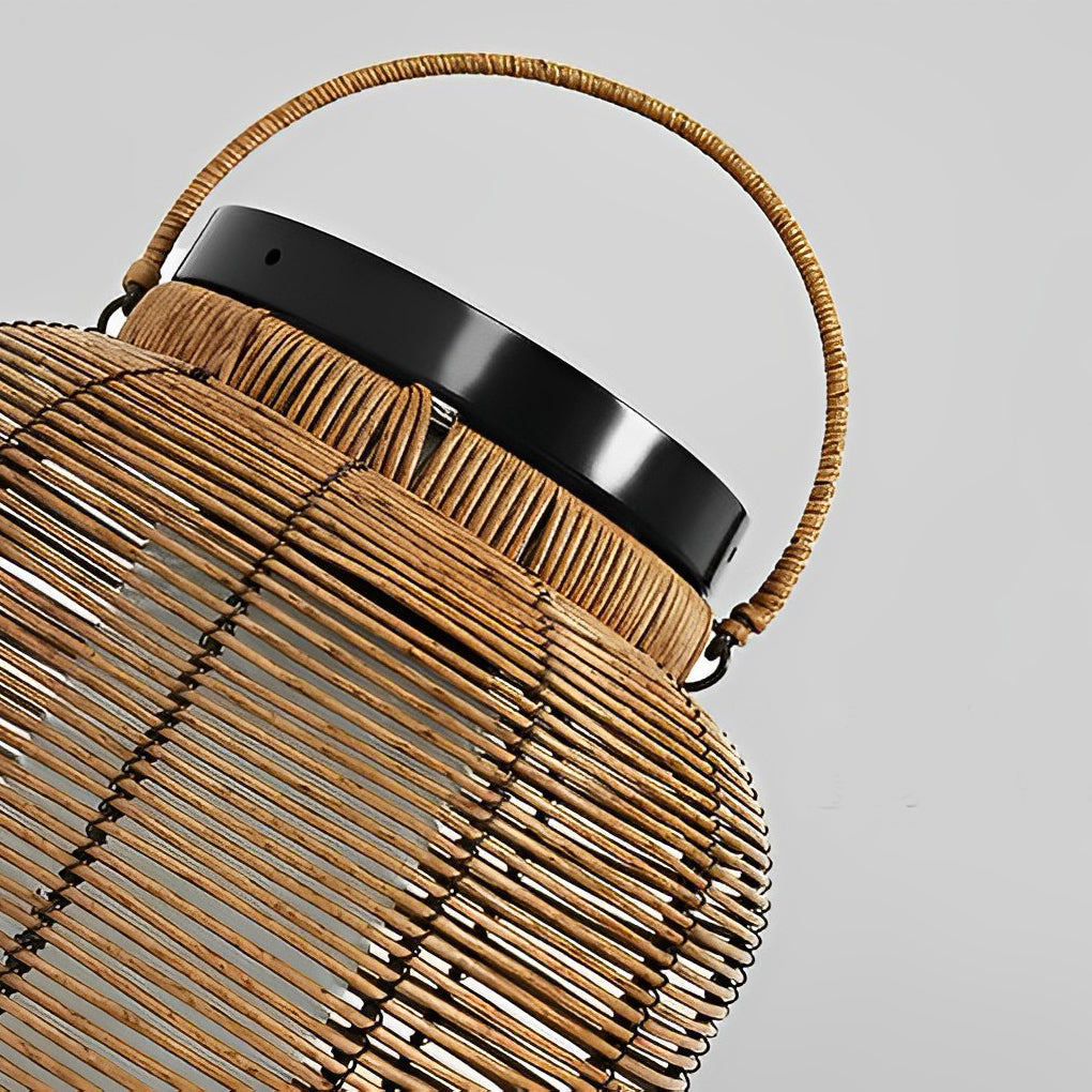 Rustic Brown Waterproof Solar LED Rattan Lanterns for Outdoor Decor