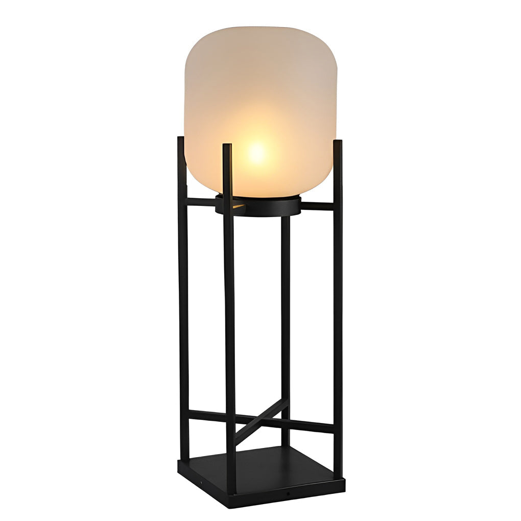 Rustic Black Metal LED Floor Lantern for Garden Patio Indoor Use