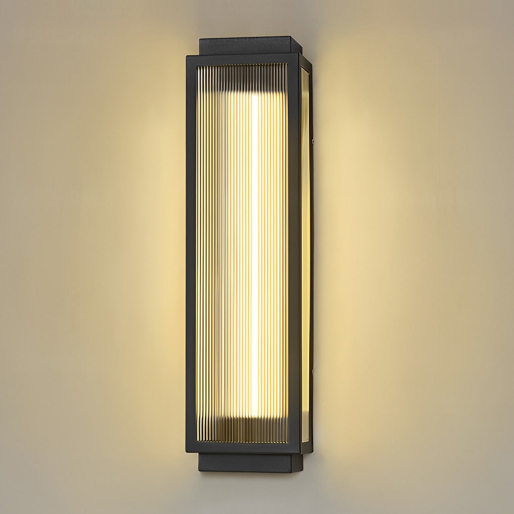 Rectangular Modern LED Wall Light with Reeded Glass for Outdoor Use