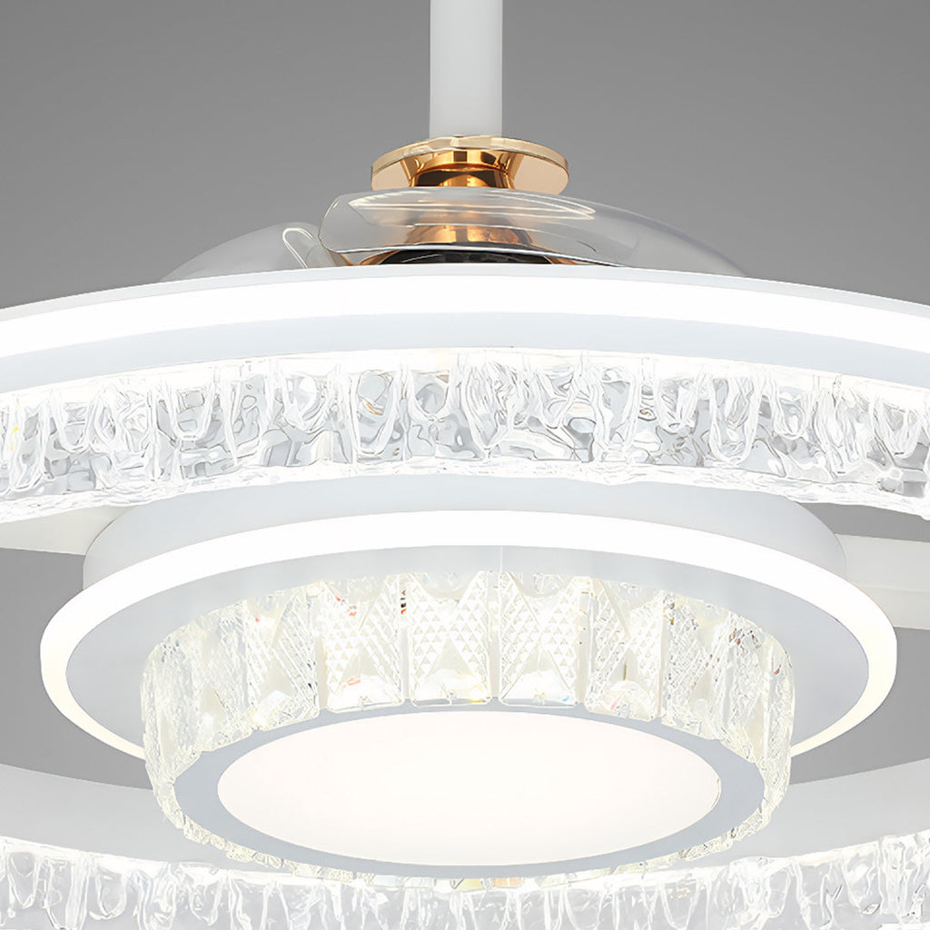 White Aluminum Nordic Ceiling Fan with Round Light for Modern Homes