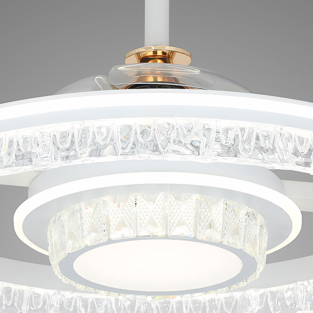 White Aluminum Nordic Ceiling Fan with Round Light for Modern Homes