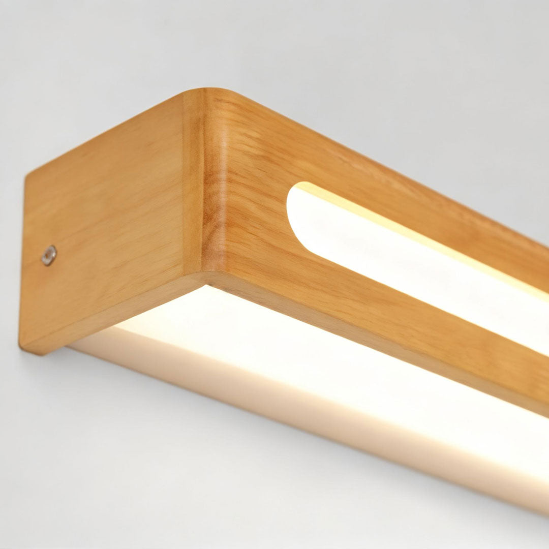 Waterproof LED Rectangular Wood Wall Sconce Mirror Light for Bathroom