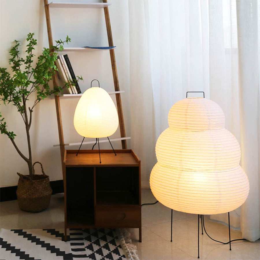 Minimalist White Rice Paper Table Lamp in Wabi-Sabi Style for Living Room