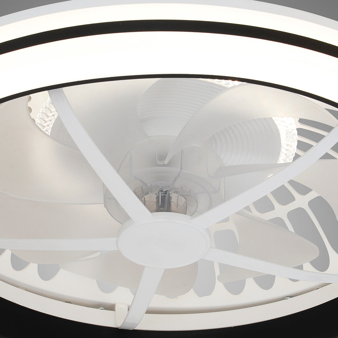 Stylish White Plastic Flush Mount Ceiling Fan Light for Home Décor