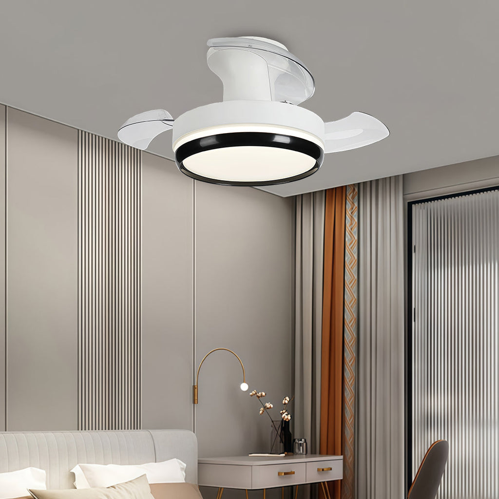 Modern Minimalist White LED Ceiling Fan Light with Remote for Home