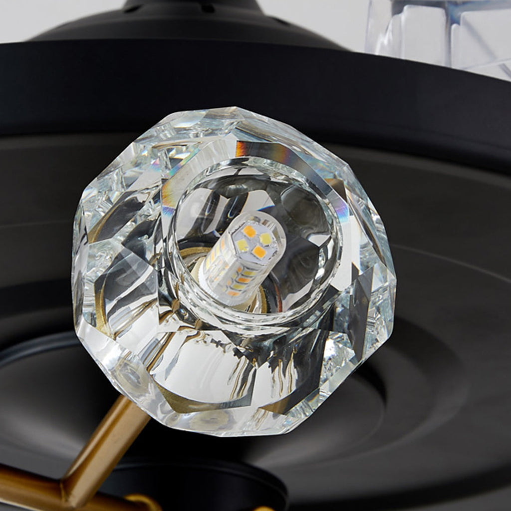 Nordic Crystal Invisible Ceiling Fan with Multiple LED Lights for Living Rooms