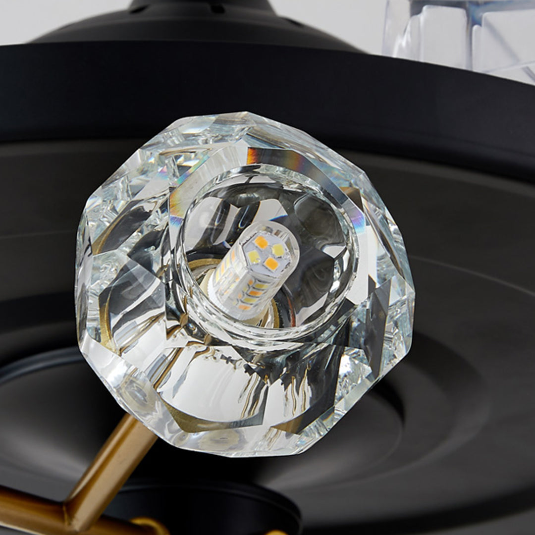 Nordic Crystal Invisible Ceiling Fan with Multiple LED Lights for Living Rooms