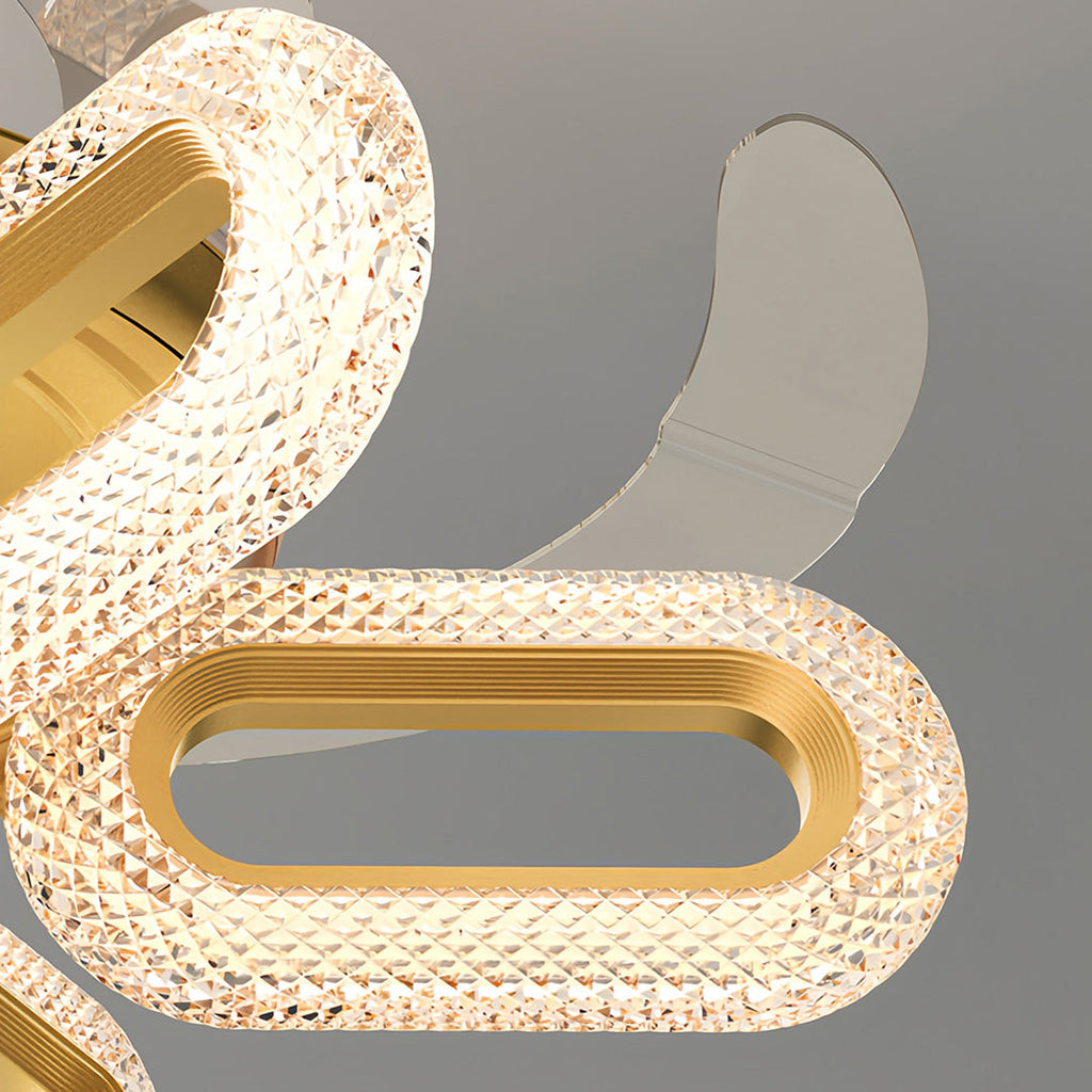 Elegant Gold Iron LED Ceiling Fan Light for Living Room & Bedroom