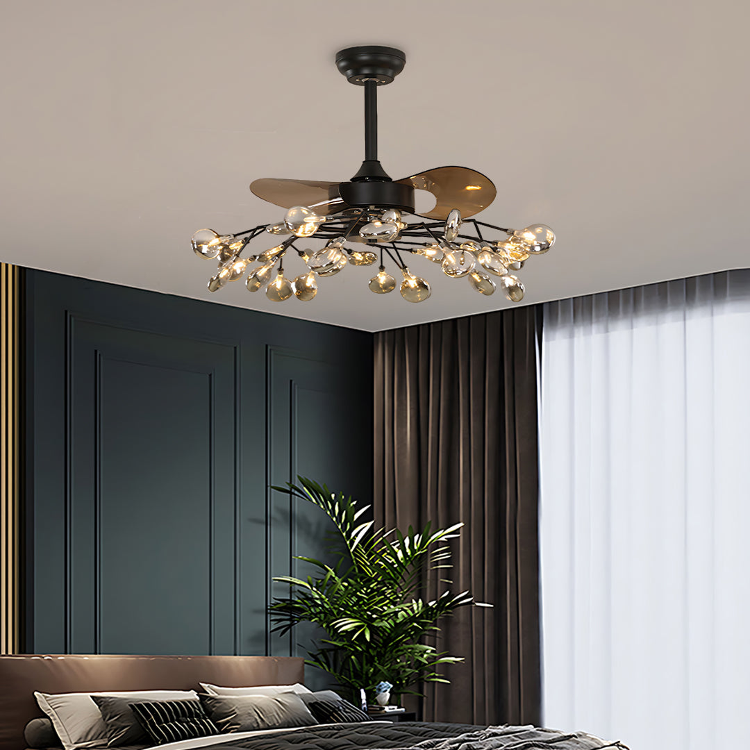 Minimalist Luxury White Ceiling Fan with Light for Living Room Decor