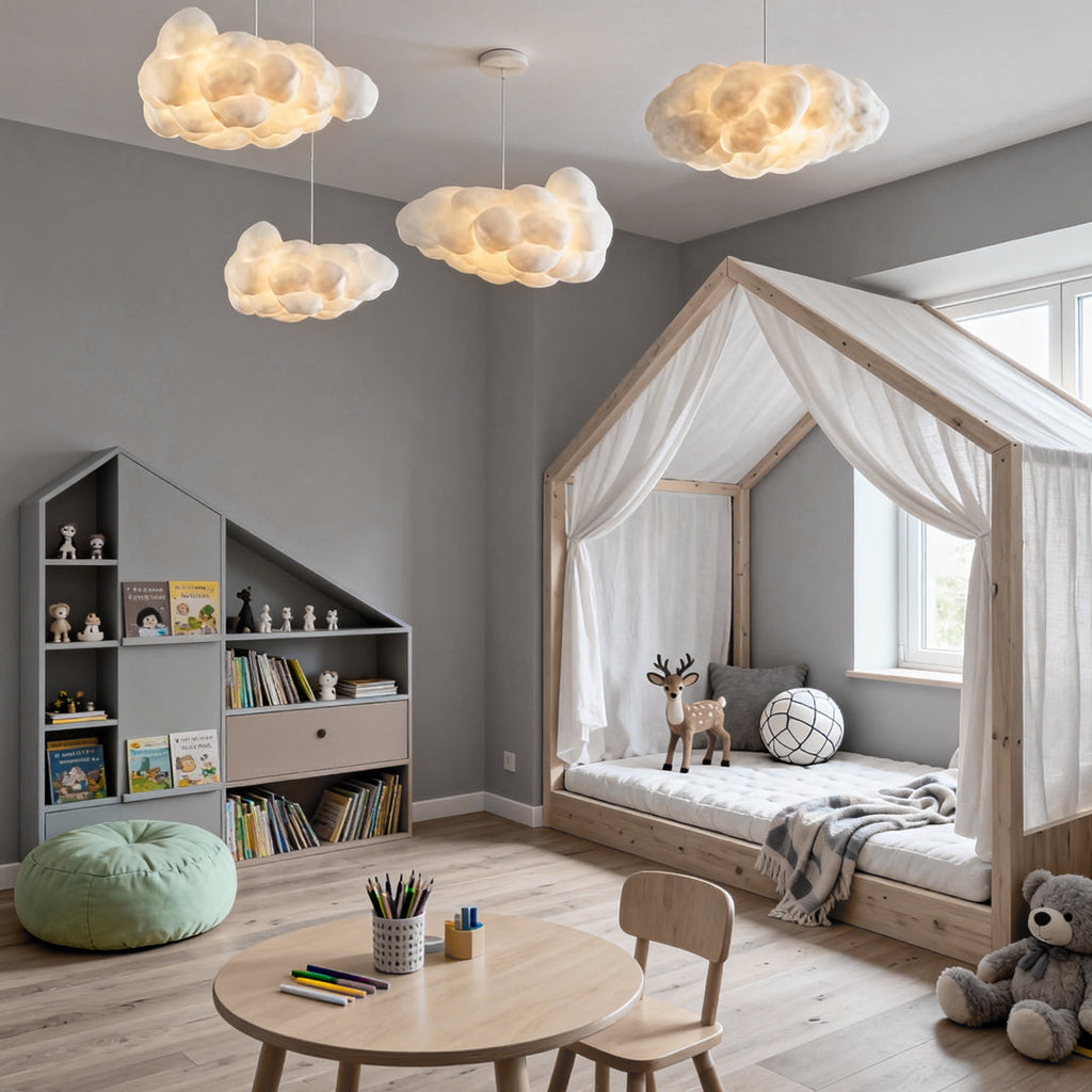 Modern White Cloud Pendant Light Fixture for Bedroom or Living Room