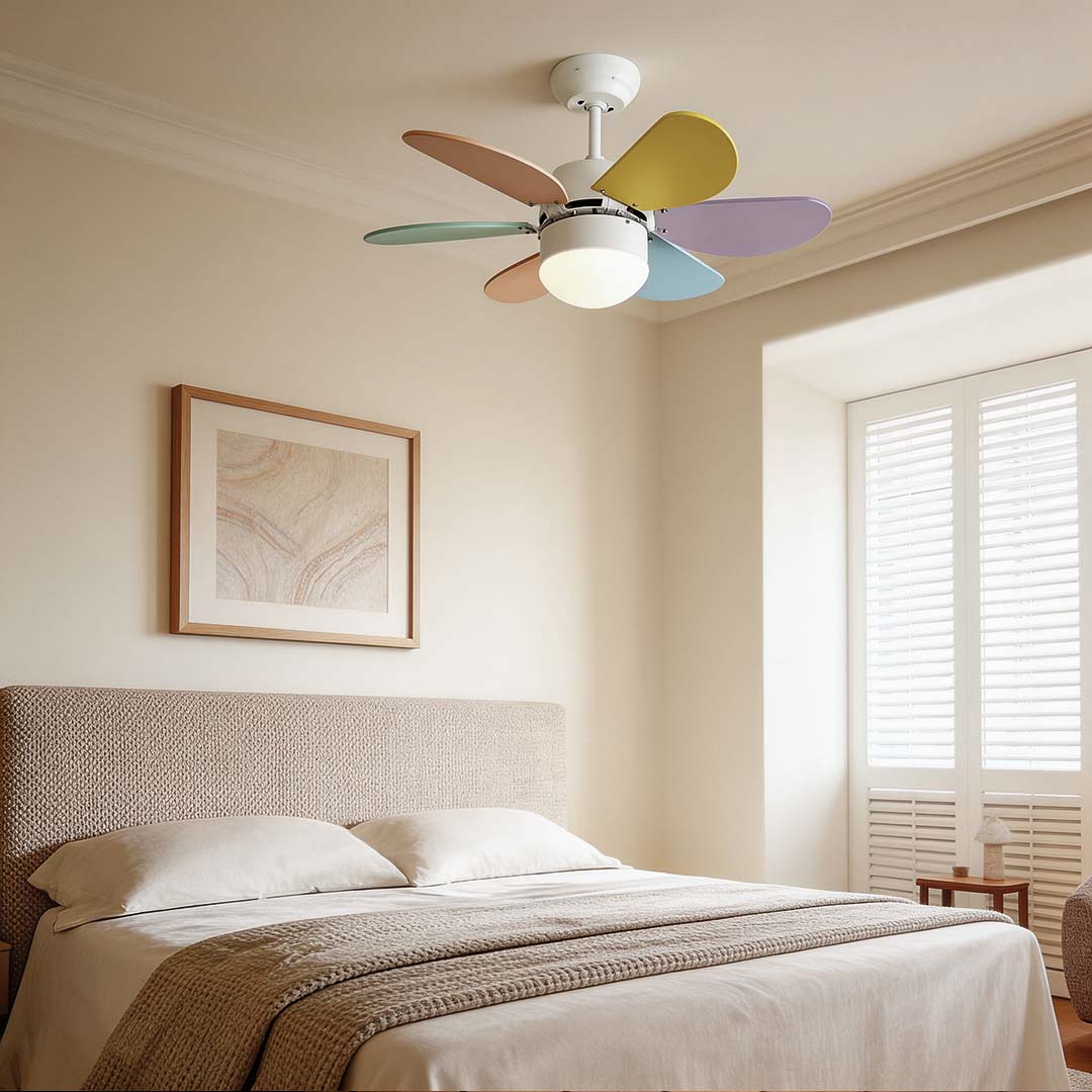 Vibrant LED Ceiling Fan for Kids' Room - Mini Colorful Design