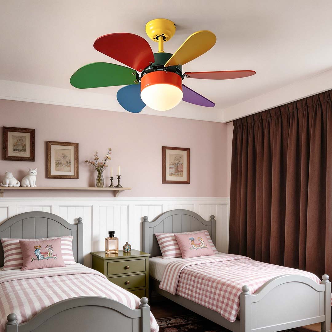 Vibrant LED Ceiling Fan for Kids' Room - Mini Colorful Design