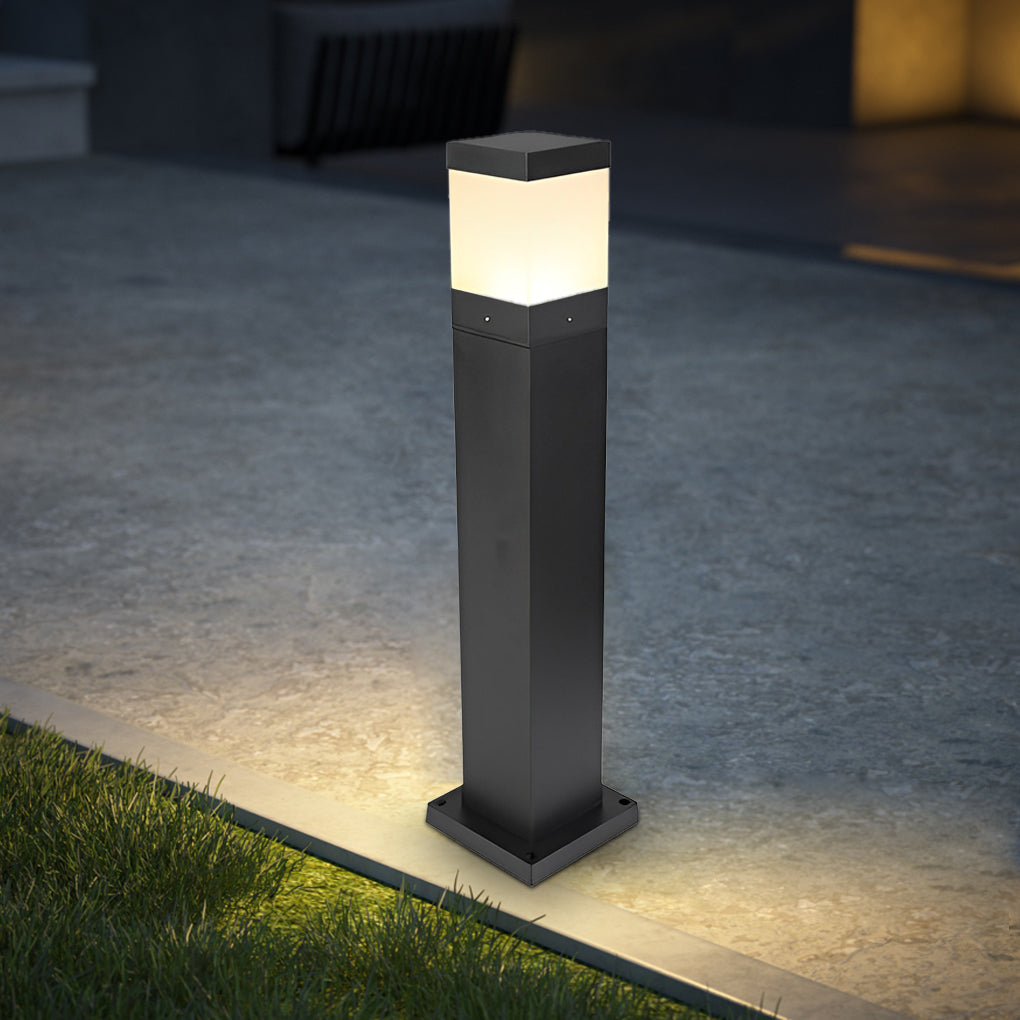 Modern Square Black Cob Outdoor LED Bollard Lights for Commercial Spaces