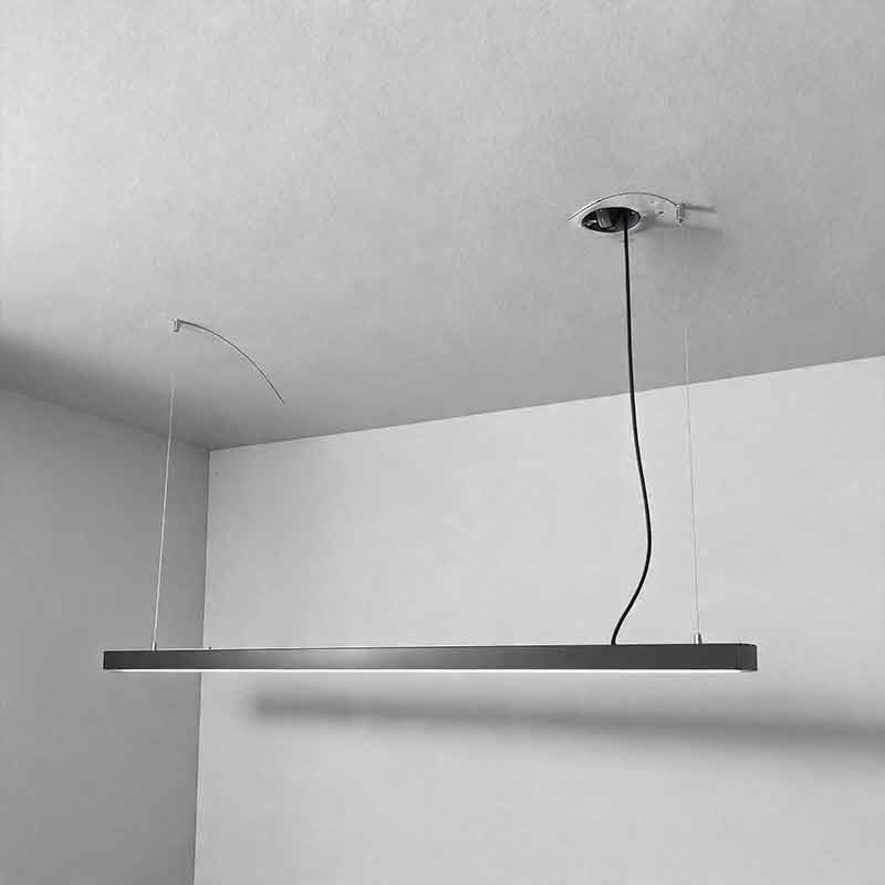 Sleek Black Rectangular LED Linear Pendant Light for Kitchen & Dining Room