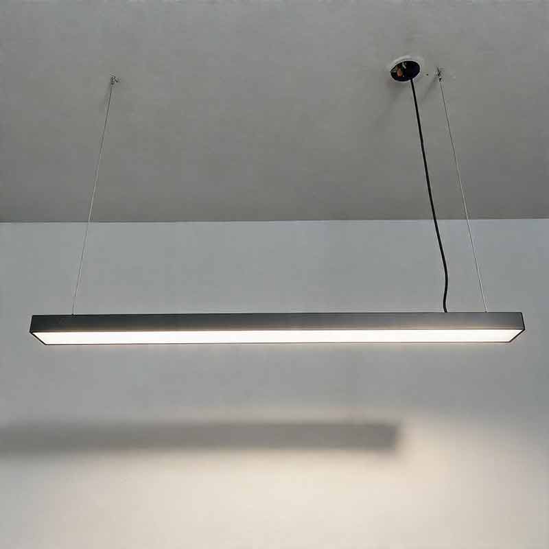 Sleek Black Rectangular LED Linear Pendant Light for Kitchen & Dining Room