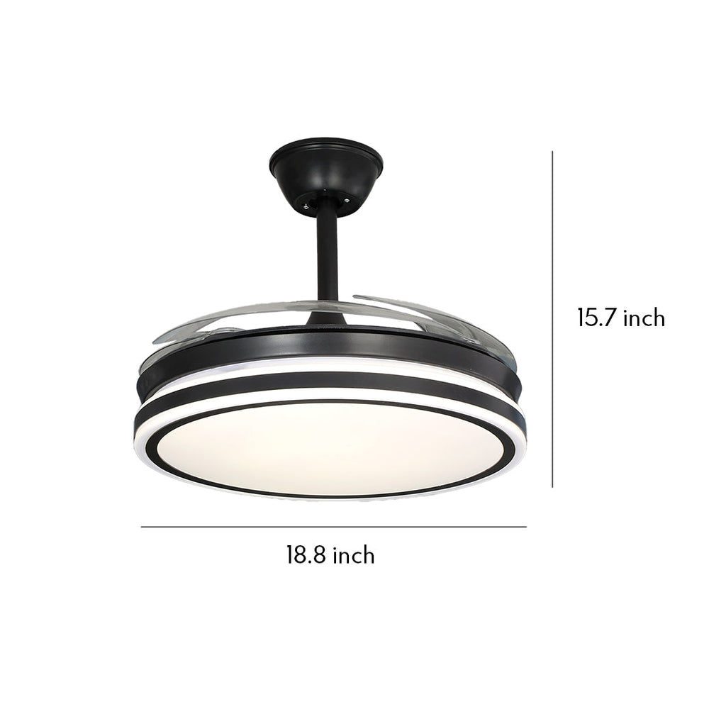 Modern Black All-Copper Ceiling Fan with Remote and Lights for Living Room