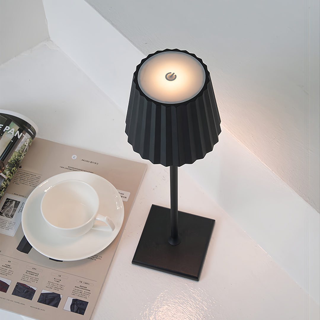 Contemporary Silver Metal Rechargeable Touch Cordless Table Lamp for Living Room