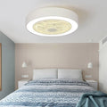 Modern Black Iron Bladeless Flush Mount Ceiling Fan with LED Lights