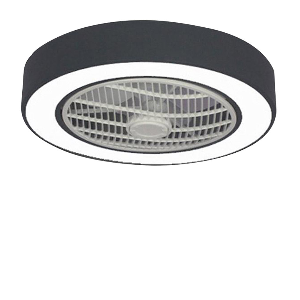 Modern Black Iron Bladeless Flush Mount Ceiling Fan with LED Lights