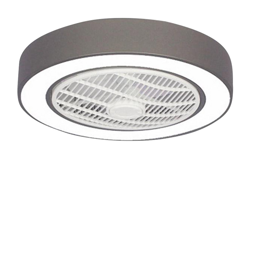 Modern Black Iron Bladeless Flush Mount Ceiling Fan with LED Lights