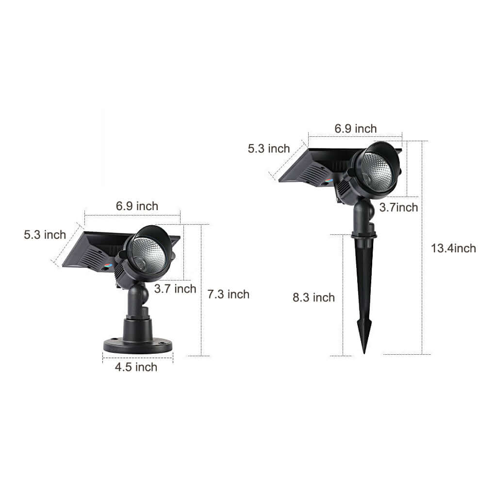 Adjustable Solar-Powered Outdoor Lawn Spotlights - Stylish Black Metal Design