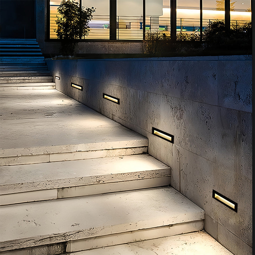 Modern Minimalist Embedded LED Step Lights for Outdoor Stairs – Black Finish