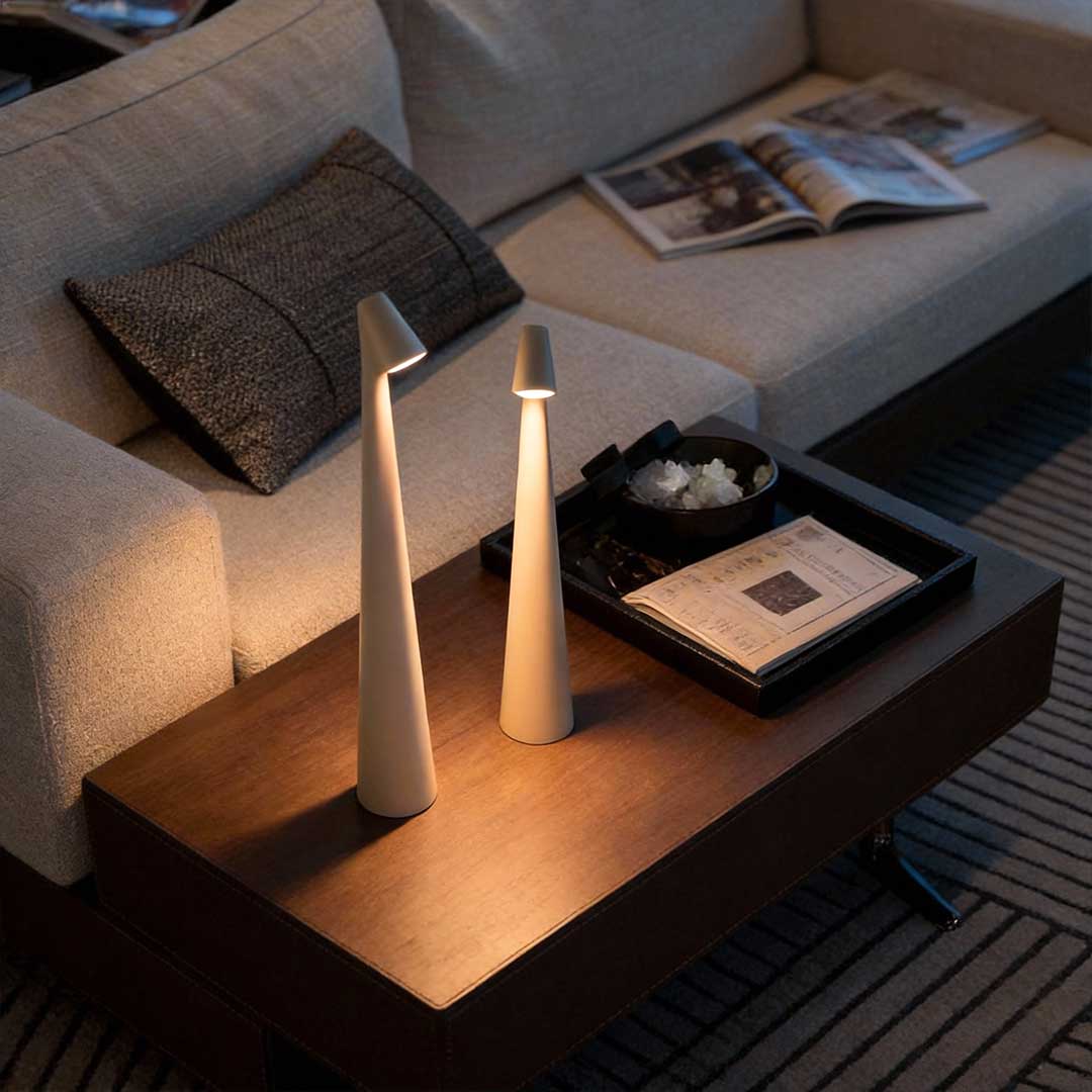 Modern Dimmable Cone-Shaped Metal LED Table Lamp for Home Decor