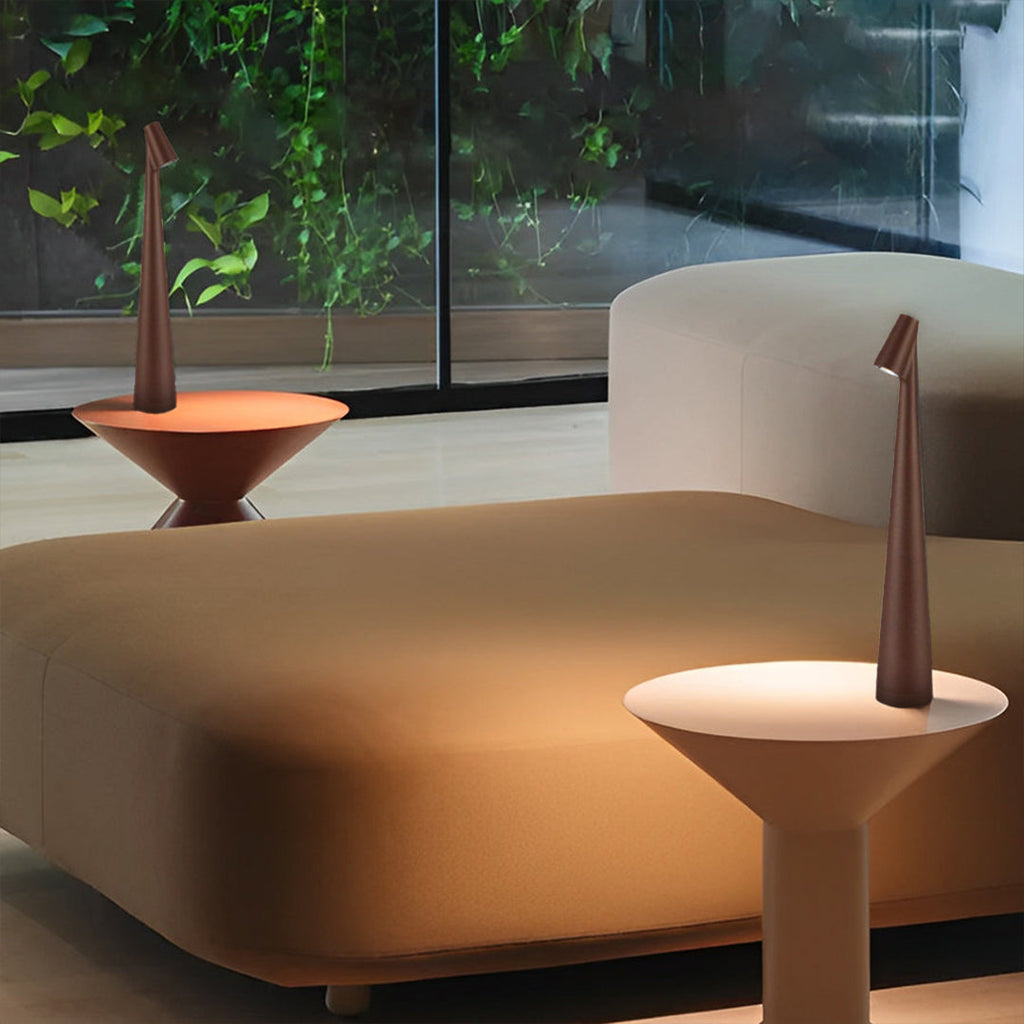 Modern Dimmable Cone-Shaped Metal LED Table Lamp for Home Decor