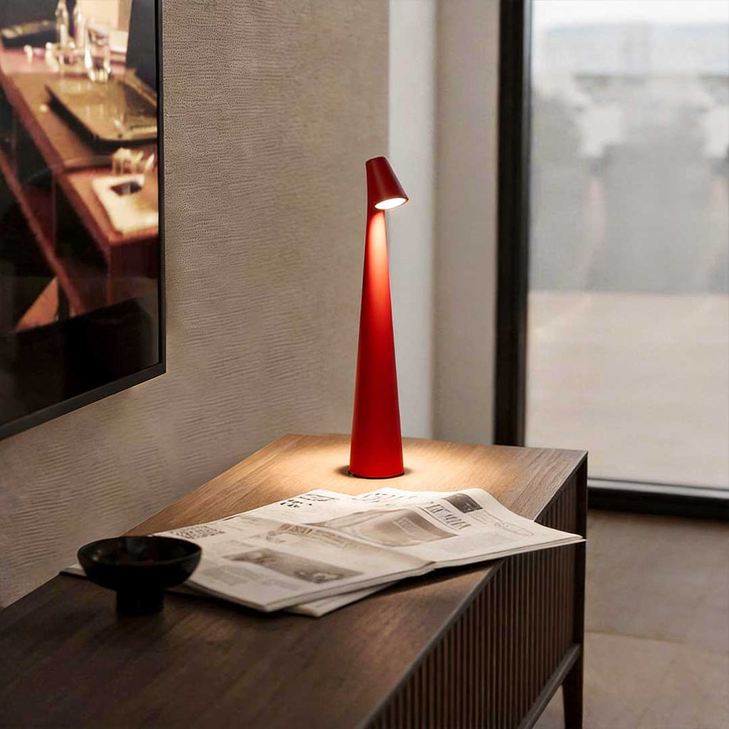 Modern Dimmable Cone-Shaped Metal LED Table Lamp for Home Decor