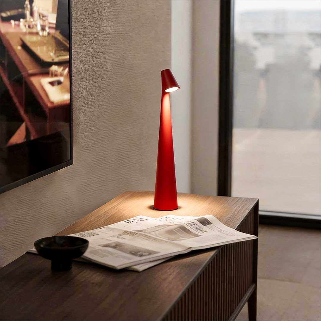 Modern Dimmable Cone-Shaped Metal LED Table Lamp for Home Decor