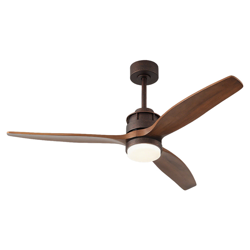 Rustic Wood 3-Blade Ceiling Fan with Light & Remote for Living Room