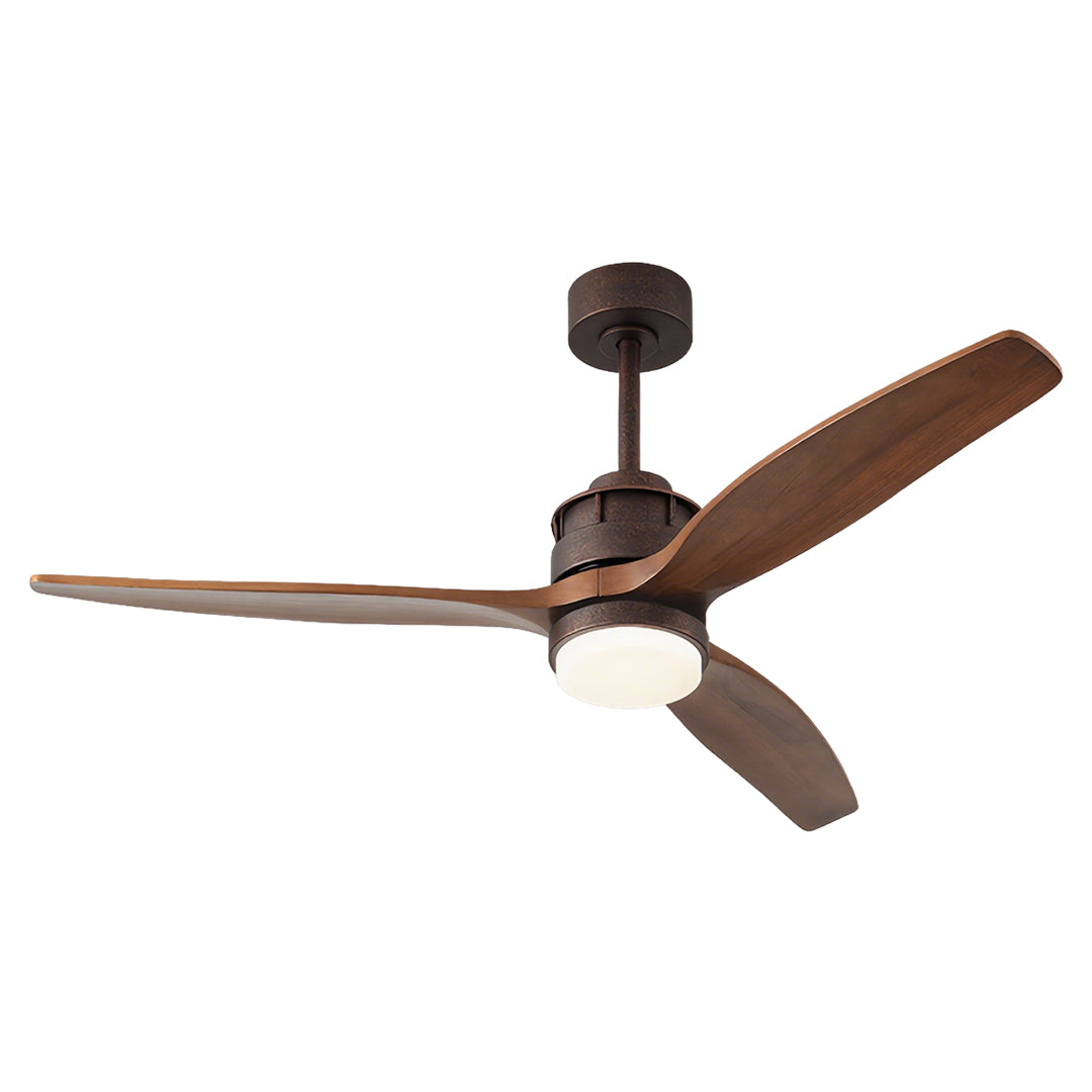 Rustic Wood 3-Blade Ceiling Fan with Light & Remote for Living Room