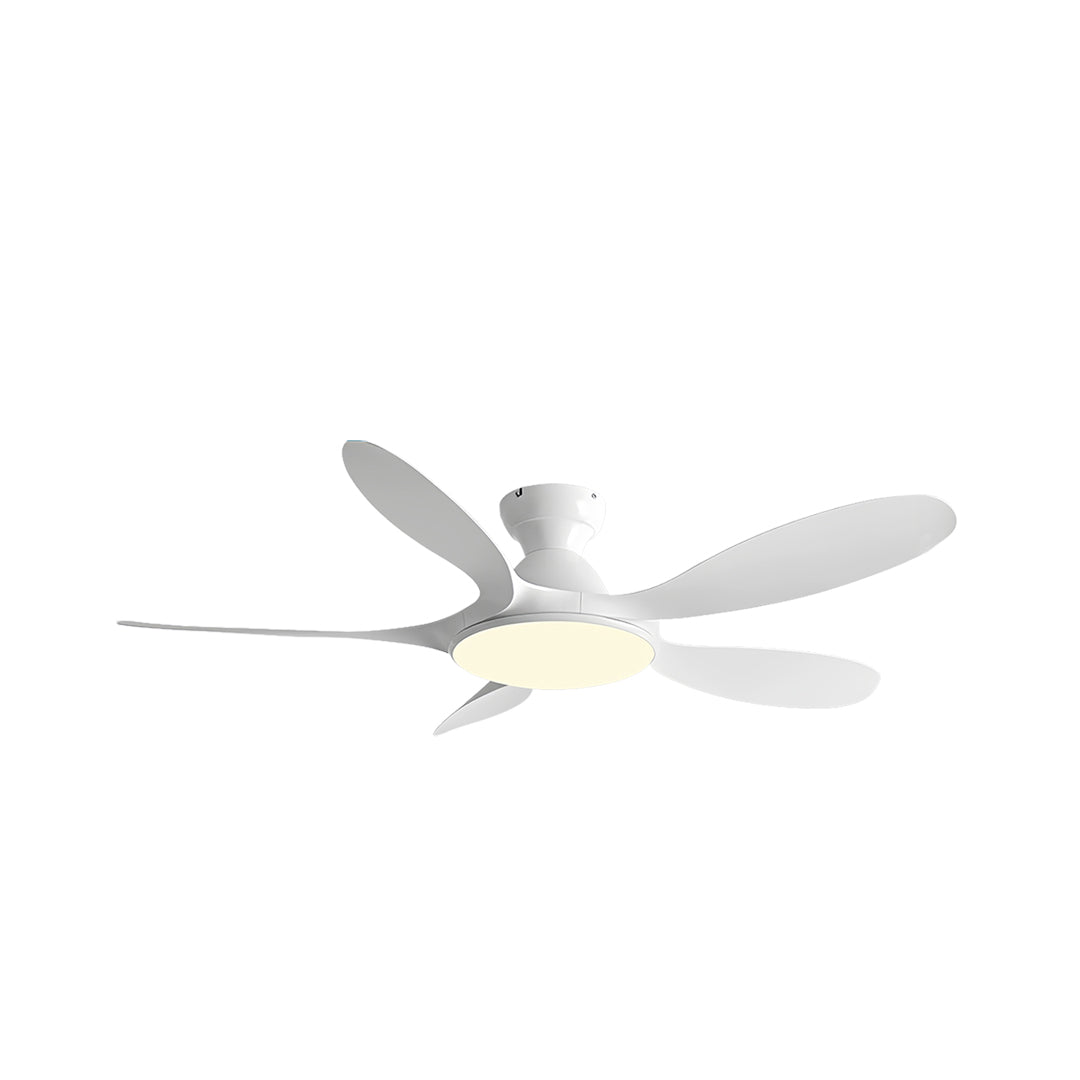 Contemporary White 5-Blade Ceiling Fan with LED Light for Home Office