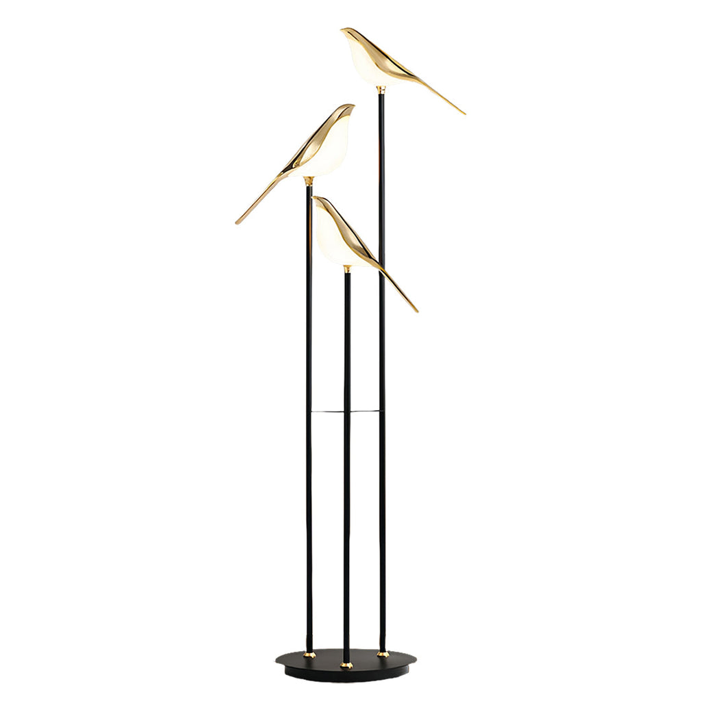Modern 3-Head Bird Floor Lamp in Artistic Design for Living Room Decor