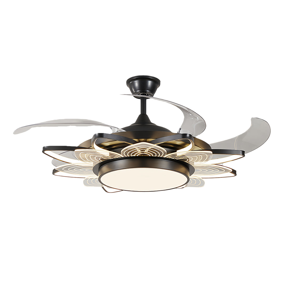 Black Minimalist Iron Ceiling Fan with Light for Modern Home Decor