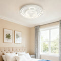 Modern White Round Ceiling Fan with Light for Living Room Bedroom